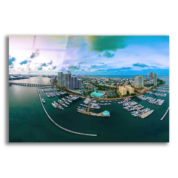Epic Art 'South Beach Twilight Crop' by Epic Portfolio, Acrylic Glass Wall Art, 16"x12"