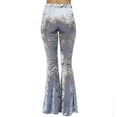 thumbnail image 4 of Daisy Del Sol High Waist Soft Crushed Velvet Gypsy Comfy Yoga Ethnic Tribal Stretch 70s Bell Bottom Flare Pants, 4 of 5