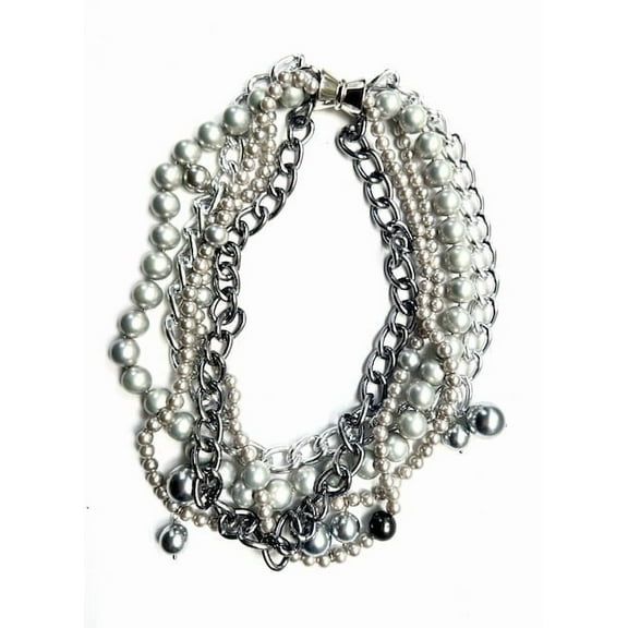 Suzannes Jewelry Multi-Strand Silver Shell Pearl Necklace, 21 inch, Women's, Adult