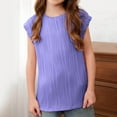 thumbnail image 5 of DAETIROS Girls Fashion T Shirt, Cute Crewneck Solid Comfy Soft Short Sleeve Girls Summer Top Purple Size 4-14, 5 of 8