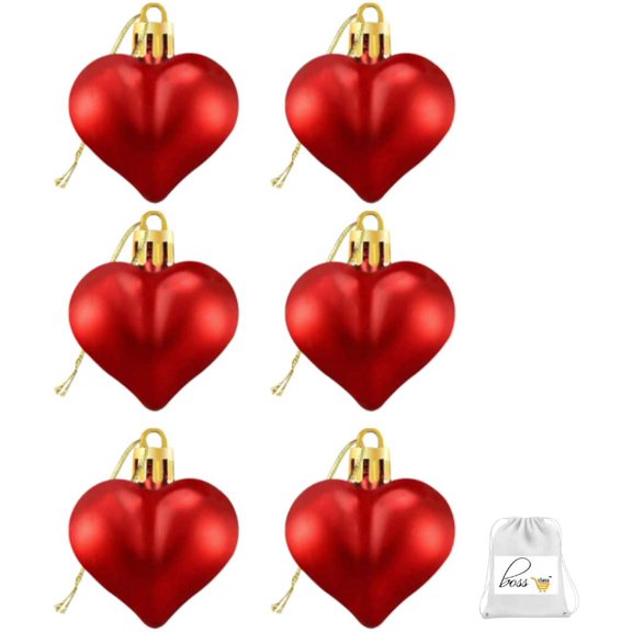 EBK 6Pcs Red Valentine's Day Heart Shaped Ornaments Romantic Valentine's Day Hanging Decorations in an Exclusive BCL Carrier