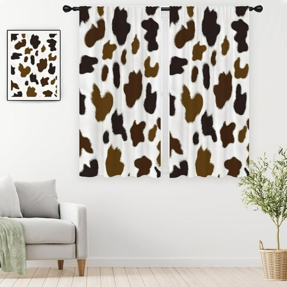 Cow Print Curtains Western Animal Black and White Cute Nursery Kids Cowhide 42x63 Inch Rod Pocket for Bedroom Living Dining Room Decor Window Drapes Treatment Fabric 2 Panels