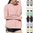 thumbnail image 4 of Xfvqtps Womens Light Jacket with Neck Cover Cooling Ice Silk Sun Protection Hoodie Full Zip Solid Color Shirts for UV Outdoor Hiking Running Pink, 4 of 6