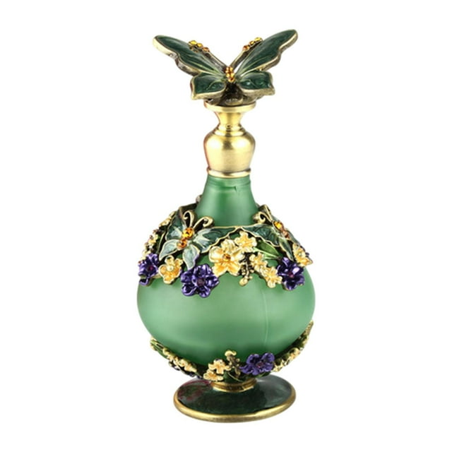 Perfume Bottle Flower Painting Capa de mariposa Multifunción Fuga PROPUNTA Botella de vidrio Pequeño Dispensador de perfume para niñas