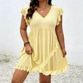 thumbnail image 2 of LIaqionyy Women's Plus Size Dress Hollow out V Neck Ruffle Sleeve Dresses A Line Flowy Summer Vacation Sundress, 2 of 6