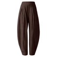 thumbnail image 7 of VV AVEORS Womens Linen Cotton Balloon Pants Baggy Barrel Trousers Wide Leg High Waisted Harem Cropped Ankle Length Boho Palazzo Brown S, 7 of 7