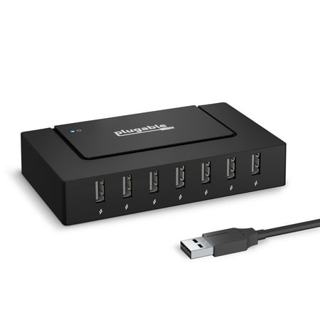 7 Port USB Hub - Plugable USB Hub for Multiple Devices and USB 2.0 Data Transfer with a 60W Power Adapter