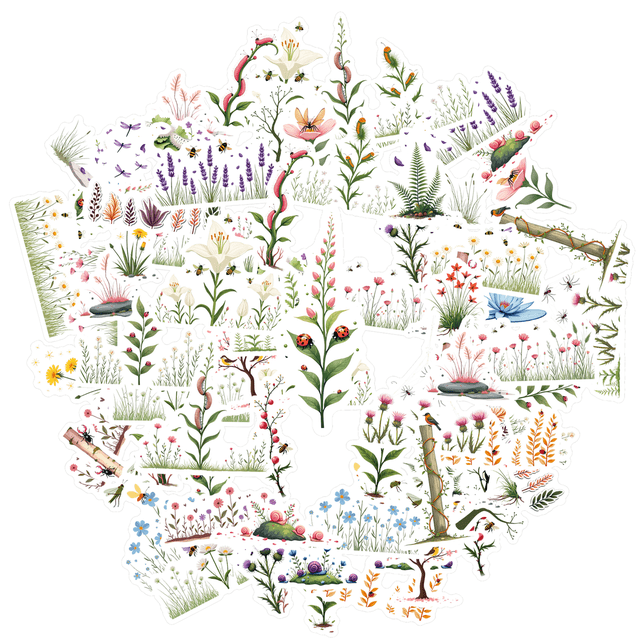 Vibrant Plant Stickers Nature Botanical Stickers Flower DIY Stickers for Laptops Suitcases Notebooks