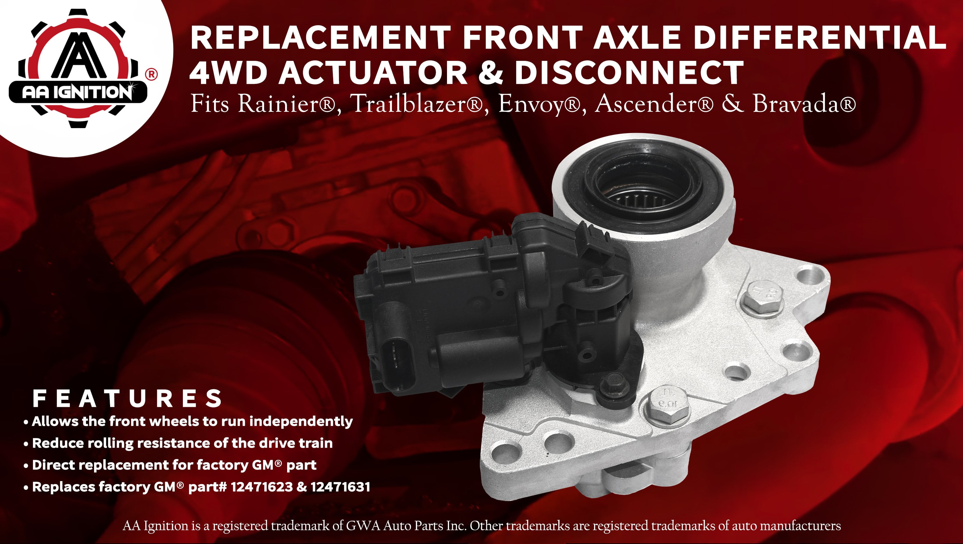 APDTY 711226 /& 711214 4WD Front Differential Axle Disconnect Intermediate Shaft Bearing Assembly With 4-Wheel Drive Plunger Actuator Fits 2002-2009 Trailblazer Envoy Bravada Ascender 9-7x