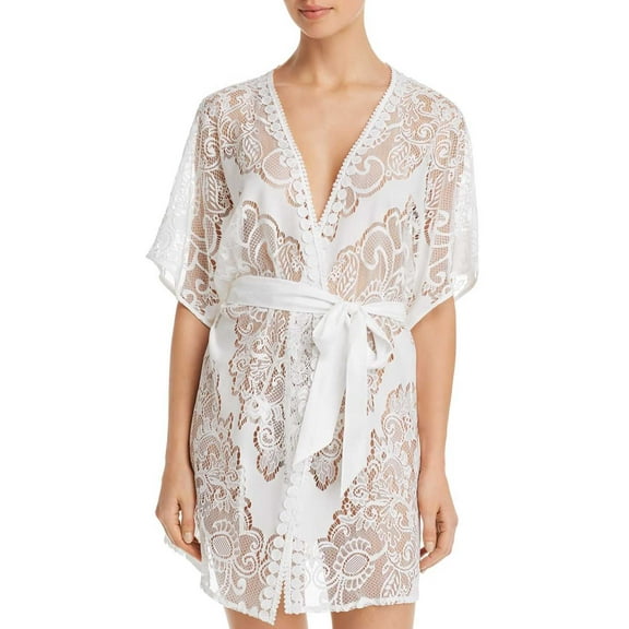 Flora Nikrooz Millie Lace Robe (Large, Natural)