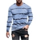 thumbnail image 2 of Blusas y camisas de manga larga con cuello redondo para hombre, blusa informal de manga larga con cuello redondo y estampado de rayas para hombre., 2 of 5