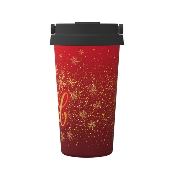 Rateoe Merry Christmas Pattern Travel Coffee Mug Tumbler with Flip Lid | Reusable Insulated Stainless Steel Cold Brew Iced Coffee Cup Thermos