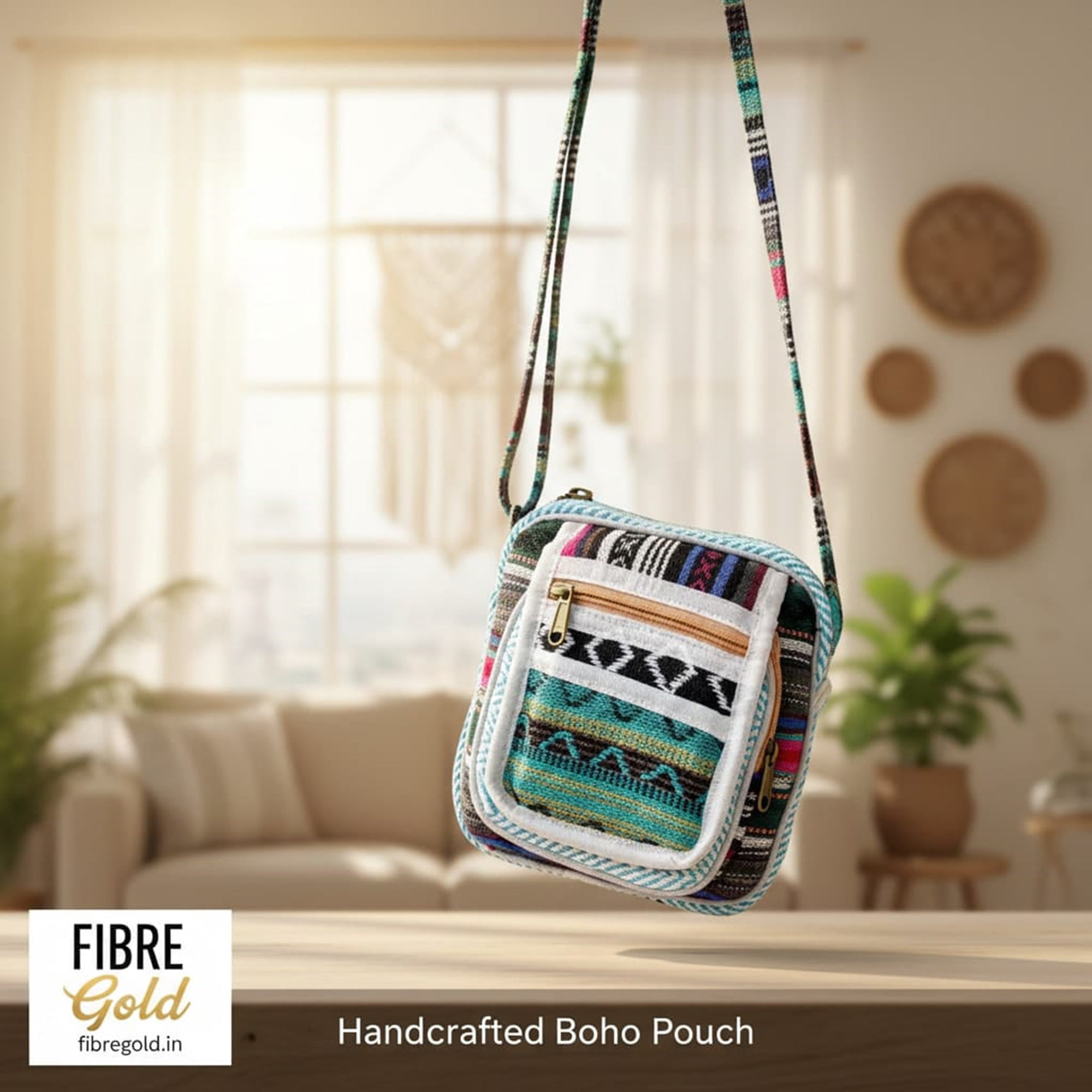 FibreGold Handcraft Hemp cotton Cross Body Side Sling Hemp Bag For Men & Women Sling Bag