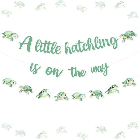 Sea Turtle Baby Shower Decoration Boy, Sea Turtle Banner Garland A Little Hatching Is on The Way Banner Hatchling Garland for Sea Turtle Hatchling Ocean Under The Sea Baby Shower Decoration