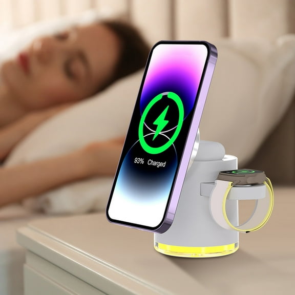 AZXY Wireless Charger,Charging Stand for Phone,Charging Stations,Desk Adjustable Magnetic Fast 3 in 1 Charger Compatible for Smart Watch Phone Apple Android Iphone Samsung Devices