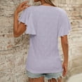 thumbnail image 4 of Womens Summer Tunic Tops Trendy Ruffle Short Sleeved Crew Neck T-Shirts Casual Flowy Classic Fit Blouses Outfit Workout Clothes, 4 of 8