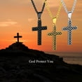 thumbnail image 4 of FindChic Mens Cross Necklace Stainless Steel Black Christian Crucifix Pendant for Husband Father Boyfriend Son Birthday Father's Day Gift with Packaged, 4 of 8