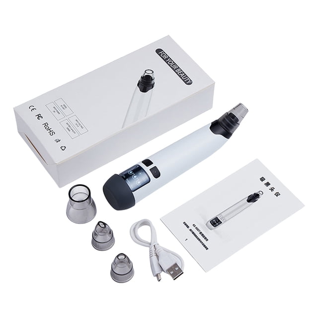 Extractor eléctrico de puntos negros con aspiración de poros y calor, 4 niveles de succión, pantalla LED, recargable, herramienta de limpieza facial profunda para mujeres