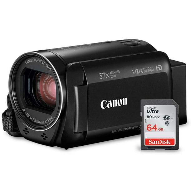 Canon Vixia HF R80 HD Camcorder Deluxe Bundle W/ 64GB SD