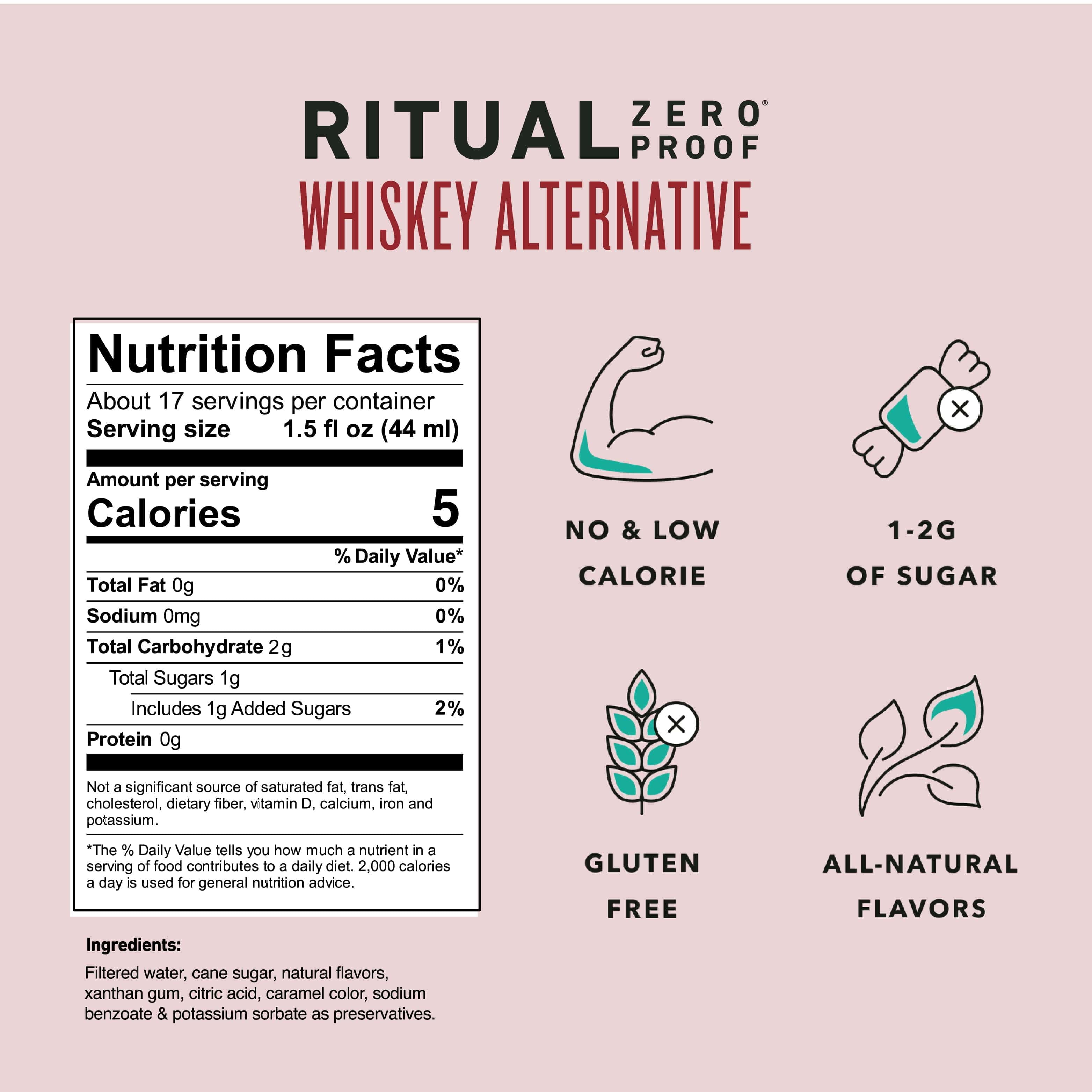 Ritual Zero Proof Whiskey Alternative | Award-Winning Non-Alcoholic Spirit 750ml