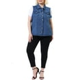 thumbnail image 3 of Agnes Orinda Women's Plus Size Button Down Raw Sleeveless Denim Jackets, 3 of 6