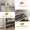 thumbnail image 6 of Shoe Cabinet with 4 Flip Drawers, Wooden Shoe Organizer Cabinet with Adjustable Shelf, Shoe Storage for Entryway, Hidden Shoe Cabinet for Hallway, Living Room, Rustic Grey, 6 of 7