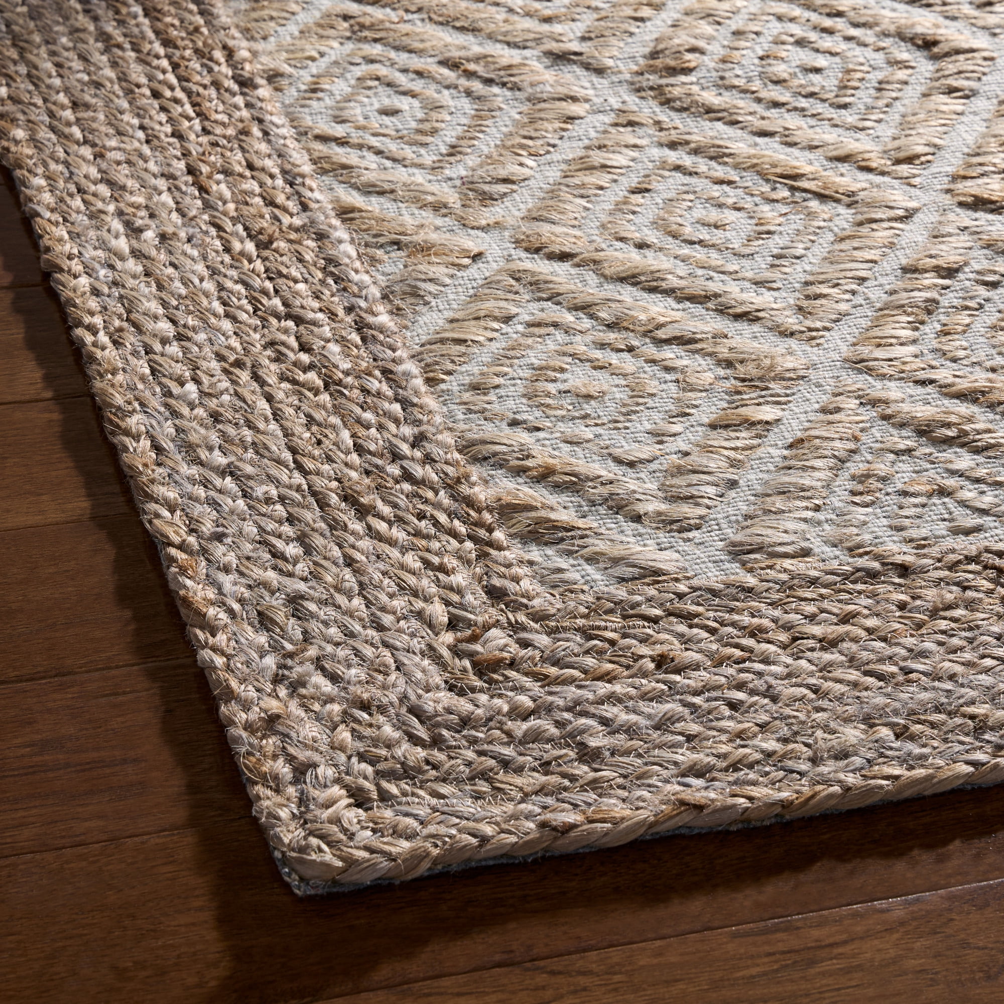TOWN & COUNTRY TERRA Nalani Textured Diamond Hand-Knotted Flatwoven 100% Natural Jute Runner Area Rug, Brown, 2'5"x7"