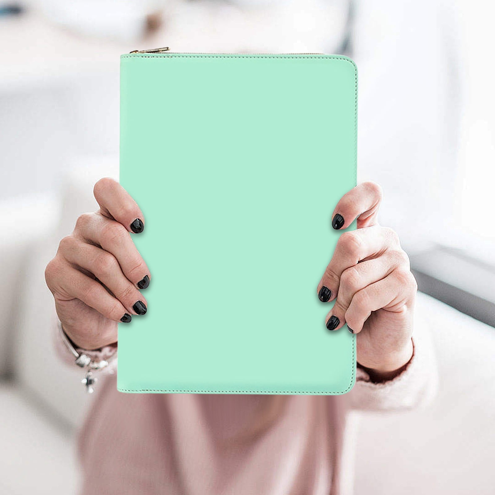 A5 Journal Leather Cover,Refillable Notebook,Multi-purpose Lined Notebook with Zipper, Handmade Professional Leather Organizer for Men and Women,Travel and Work Diary,8.27x5.31 inch(Green2)