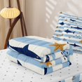 thumbnail image 5 of Manfei Nautical Shark Animal Zipper Twin Comforter Sets with Fitted Sheet and 2 Pillowcases, Simple Striped Line Zipper Bedding Set, Blue White, Reversible, 4pcs, 5 of 7