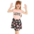thumbnail image 3 of LittleSpring Pink Floral Tank Top and Skirt Set, Little Girls' Casual Outfit, Size 7-8, 3 of 6