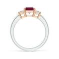 thumbnail image 2 of ANGARA Natural 1.6 ct Ruby and Diamond Three Stone Ring in 14K White & Rose Gold for Women (Size-8x6mm) | July Birthstone Jewelry for Her | Natural Ruby Rings, 2 of 12