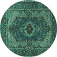 thumbnail image 1 of Ahgly Company Indoor Round Medallion Turquoise Blue Traditional Area Rugs, 6' Round, 1 of 4