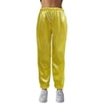 thumbnail image 2 of XIAONU Women's Holographic Metallic Joggers Elastic Waist Ruched Trousers Shiny Party Performance Bottoms Gold, 2 of 4