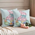 thumbnail image 2 of Happy Easter Pillow Covers 2 Pack Rabbit Colorful Eggs Floral Spring Wood Grain Pillowcase Waterproof Outdoor Throw Pillow Cover for Patio Garden Square Cushion 20”x20”, 2 of 9