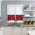 thumbnail image 3 of Christmas Red Kitchen Curtain 2 Panels Tiers Curtains 24 Inch Length, White Snowflake Xmas Winter Curtains Rod Pocket Curtains Window Drapes Treatment Window Cafe Curtains, 3 of 5