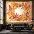 thumbnail image 6 of Autumn Leaf Wreath on a Cream Background, Cozy Watercolor Style for Nature Lovers, Botanical Wall Art, Thanksgiving Hostess Gift, Tapestry Wall Hanging for Bedroom and Living Room, 6 of 7