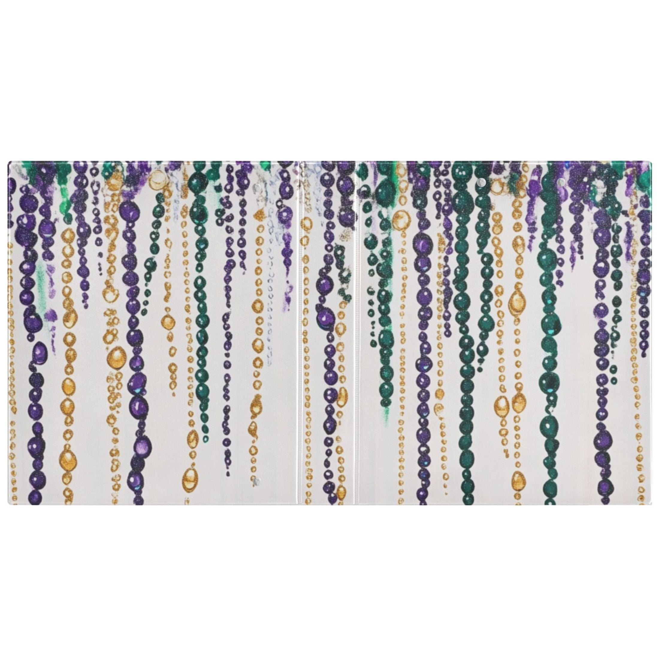 Mardi Gras Beads 3 Ring Binders 1.5 inch Hardcover File Folders with Interior Pockets A4 Size Organizer for School Office Hospital Set of 2