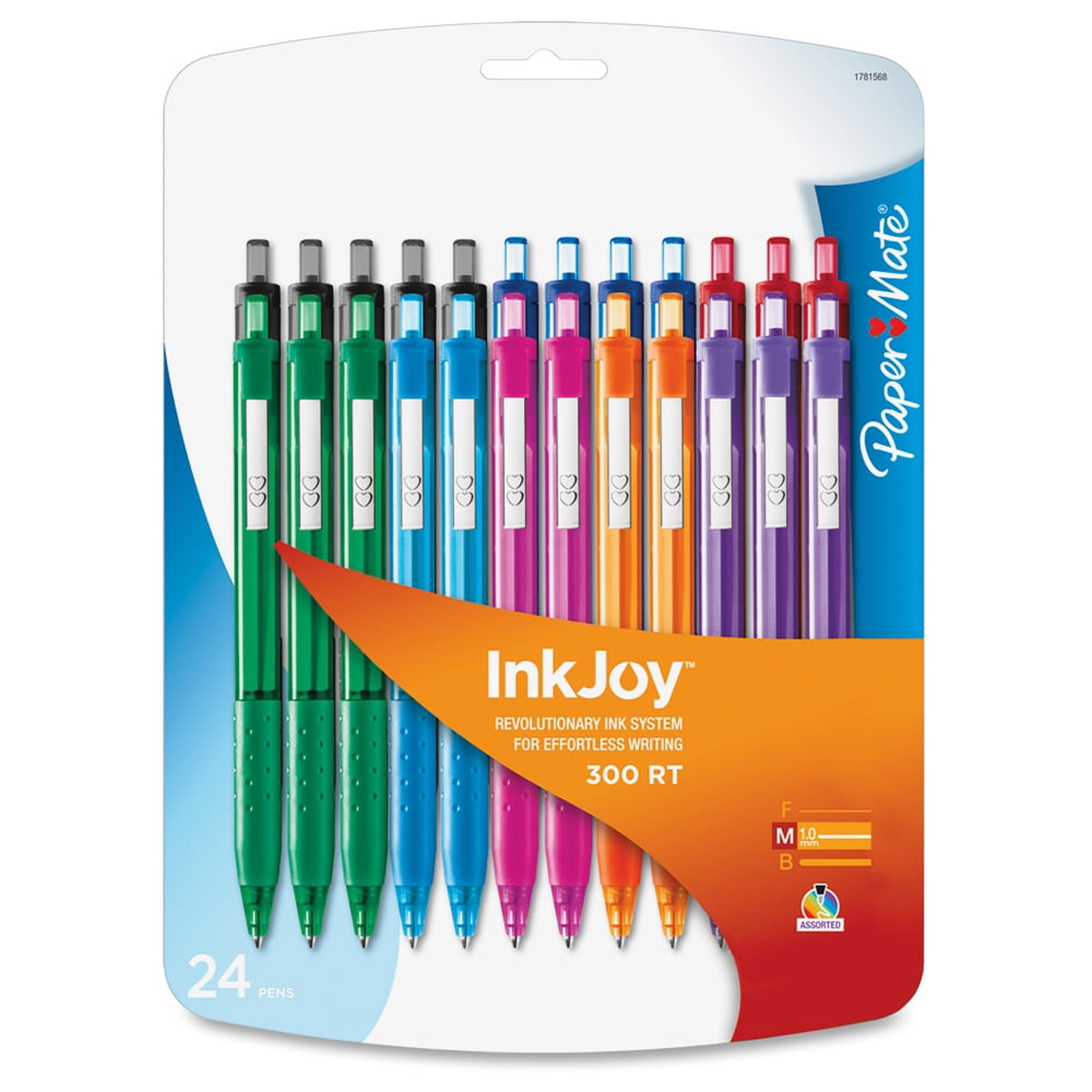 Paper Mate InkJoy Retractable Medium Point Colored Ink Pens, 24 Pack