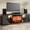 Black with red brick fireplace, variant on Holliwill 70" TV Stand for TVs up to 80" with LED Lights, Fluted Modern Entertainment Center TV Console with Sliding Door for Living Room, Black