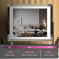 thumbnail image 7 of Hasipu Vanity Mirror with Lights, 24.2" x 19.7" LED Makeup Mirror, Light up Mirror with 10X Magnification and USB, Phone Holder, Smart Touch 3 Colors Dimmable, 360° Rotation (Right Angle Black), 7 of 7