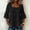 Black plus size square neck tops a1, variant on Women Plus Size Square Neck 3/4 Sleeve Lace Trim Boho Tunic Tops Solid Basic Loose Pullover Blouses Summer Casual Vacation Clothes For Curvy, Dark Blue S