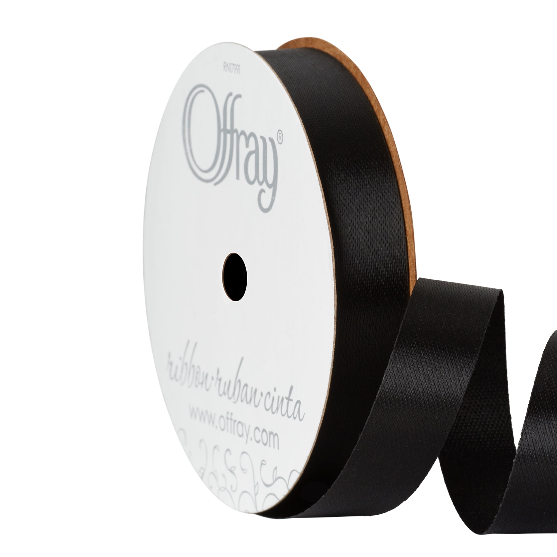 Offray Outdoor Ribbon, Black 5/8 Inch Woven Acetate, 21 Feet for