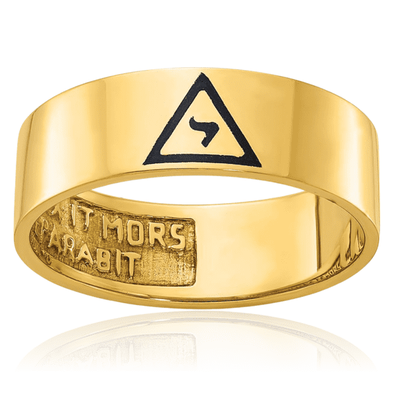 14K Solid Yellow Gold Mens Black 14th Degree Grand Elect Master Mason Signet Freemason Masonic Ring
