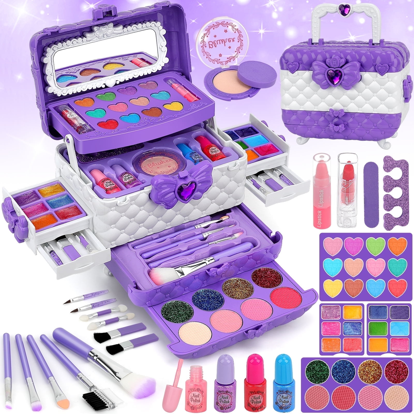 Sendida Kids Makeup Kit 54-Piece Princess Set Purple