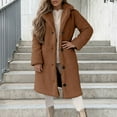 thumbnail image 2 of UJNDER Long Sleeve Collar Knitted Top for Autumn Winter Women's Coat Coats for Women Brown S, 2 of 5