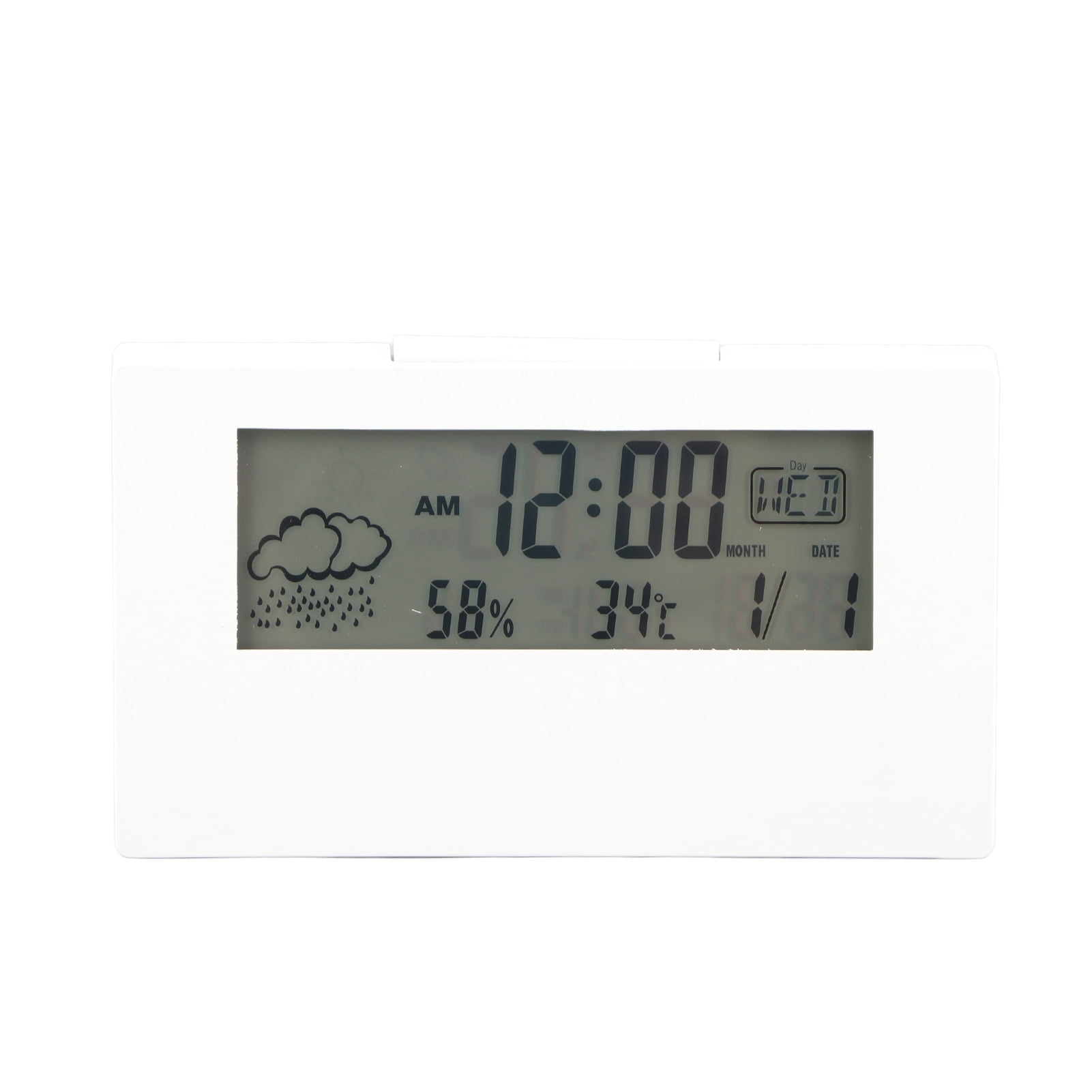 Verdant Touch Thermomètre numérique LCD Réveil numérique Affichage clair Design simple Thermomètre Hygromètre pour la maison, la chambre à coucher, l'école, le bureau 2158L Blanc avec lumière