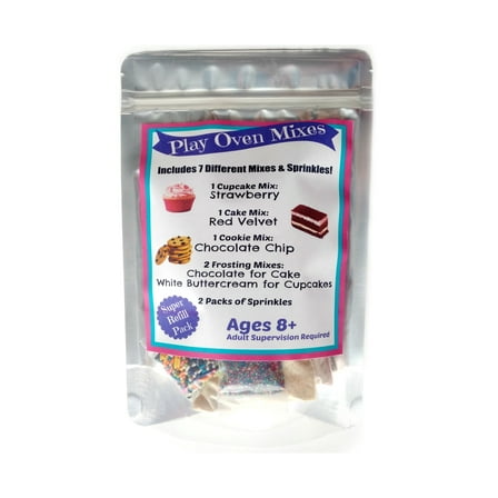 Children's Easy to Bake Oven Mixes Play Toy Oven Real 7 Mixes Mega Refill Kit Strawberry Cupcakes Red Velvet Cake Frosting Sprinkles Ultimate Set Cooking Baking Supplies Super Pack Net Wt 6.2 oz