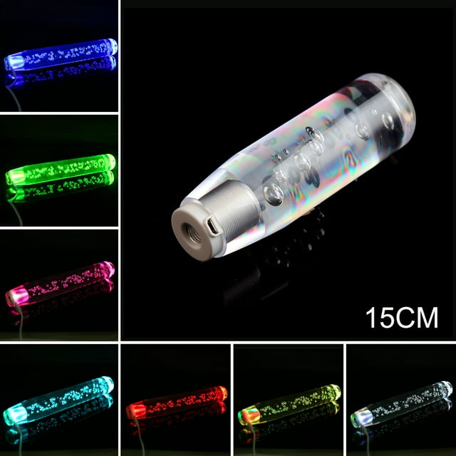 LED Lumière RGB Levier de Vitesses à Bulles Transparentes 10cm/15cm/20cm/25cm/30cm, Multicolor Gradient Levier de Vitesses Universel