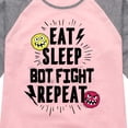 thumbnail image 3 of Big Hero 6 - Eat Sleep Bot Fight - Toddler And Youth Girls Raglan Graphic T-Shirt, 3 of 4