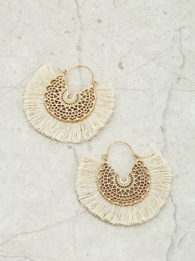 Time and Tru Women's Goldtone and Ivory Tassel Fringe Earring